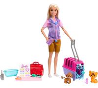 Barbie Tú puedes ser Muñeca rubia profesiones Rescatadora y cuidadora de animales Set de juego con animales bebé y accesorios, juguete +3 años (HRG50)