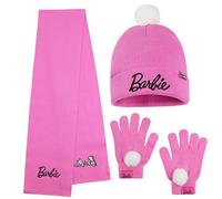 Barbie Set de Invierno 3 Piezas, Gorro Pompón, Bufanda y Guantes para Niñas