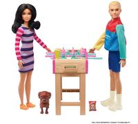 Barbie Set de Juego con futbolín, Perrito y Accesorios de Juguete para muñecas,