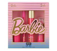 Barbie - Set de regalo para el cuidado de los labios, 4 piezas, caja de belleza vegana, pintalabios, brillo de labios, lápiz labial, cosmético, maquillaje, cuidado facial también para niños a partir