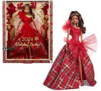 Barbie Signature 2024 Vacaciones, Regalo de Temporada para coleccionistas, Signature, Bata de Cuadros Escoceses con Lazo Rojo, Embalaje para exposición, Pelo castaño Claro, HRM67