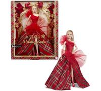 Barbie Signature, Holiday Rubia con Vestido y Falda a Cuadros, Regalo de Temporada para coleccionistas en un Embalaje Que se Puede Mostrar, HRM65