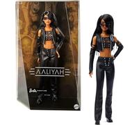 Barbie Signature Aaliyah Muñeca coleccionable con un conjunto de cuero sintético negro inspirado en el videoclip 'One in a Million', HRM80