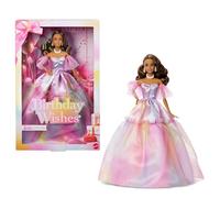 Barbie Signature Feliz cumpleaños, muñeca con Pelo castaño y un Vestido con un Efecto de arcoíris en Tonos Pastel, Juguete Coleccionable con Embalaje Regalar, JJX78