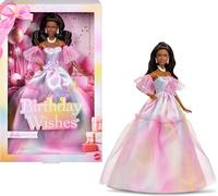Barbie Signature Birthday Wishes Muñeca | Muñeca de moda con pelo negro y vestido arcoíris pastel, coleccionable, +3 años, JJX80