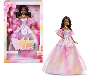 Barbie Signature Birthday Wishes Muñeca | Muñeca de moda con pelo negro y vestido arcoíris pastel, coleccionable, +3 años, JJX80