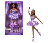 Barbie Muñeca coleccionable Feliz cumpleaños JJX76 Pelo negro Vestido arcoíris pastel Tutú morado