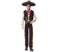 Barbie Signature, Día de Muertos 2025, muñeco Ken Coleccionable con Camisa Color Crema, Chaleco Negro y Pantalones, Sombrero y Maquillaje de Calavera, JBJ06