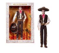 Barbie Signature, Día de Muertos 2025, muñeco Ken Coleccionable con Camisa Color Crema, Chaleco Negro y Pantalones, Sombrero y Maquillaje de Calavera, JBJ06