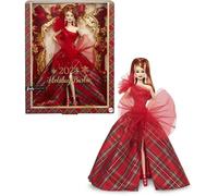 Barbie Signature Doll - Muñeca de pelo rojo festivo 2024 con falda a cuadros, regalo de coleccionista de temporada en embalaje visible