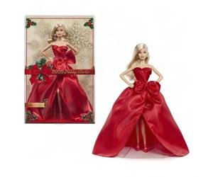 Barbie Signature Felices Fiestas 2026 Muñeca de Moda Rubia | con vestido rojo con lazo, muñeca de temporada para coleccionistas, incluye embalaje para exponer, JJX70