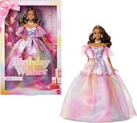 Barbie Signature Feliz cumpleaños, muñeca con Pelo castaño y un Vestido con un Efecto de arcoíris en Tonos Pastel, Juguete Coleccionable con Embalaje Regalar, JJX78