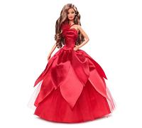 Barbie Signature Fiesta de Navidad Latina Muñeca Morena con Vestido Rojo Floral y Detalles Pintados, Juguete de colección, Regalo +16 años (Mattel HBY05)