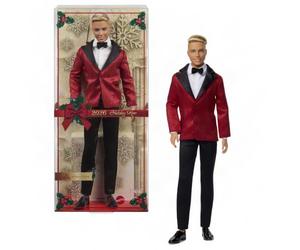 Barbie Signature Ken Felices Fiestas 2026 Muñeco Rubio Coleccionable | de moda con traje de chaqueta roja, incluye embalaje para exponer y soporte, JJX87