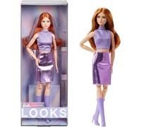 Barbie Signature Looks Pelirroja Muñeca articulada con Conjunto de Falda Morada, Juguete de colección de Moda, Regalo +16 años (Mattel HRM12)