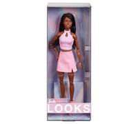 Barbie Signature Looks Trenzas Muñeca afroamericana articulada con Conjunto de Falda Rosa, Juguete de colección de Moda, Regalo +16 años (Mattel HRM13)