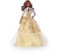 Barbie Signature Navidad Muñeca afroamericana de colección de juguete con vestido de gala dorado, regalo +3 años (Mattel HJX05)