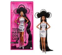 Barbie Signature Totally Hair Muñeca Don’t Care Brooklyn | Muñeca morena con vestido metalizado, peinados divertidos, embalaje coleccionable, a partir de 6 años, JMN04