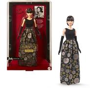 Barbie Signature Tribute Collection Rita Moreno - Muñeca coleccionable con vestido negro y dorado con guantes y zapatos, incluye soporte para muñecas