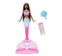 Barbie Sirena Burbuja Brillante | Función de burbujas y solución, bandeja, cepillo y cabello largo castaño con mechas, JNM73
