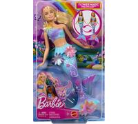 Barbie - Sirena Magia Floral, muñeca de pelo rubio con cola matizada