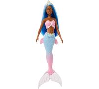 Barbie Sirena Muñeca con Pelo Azul, Cola ombré, Corona Blanca y Aletas esculpidas, Juguete +3 años (Mattel HGR12)