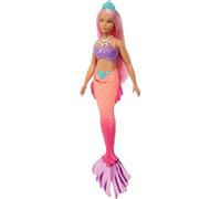 Barbie Sirena Muñeca con Pelo Rosa, Cola ombré, Corona Azul y Aletas esculpidas, Juguete +3 años (Mattel HGR09)
