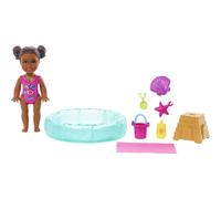 Barbie Skipper Babysitters Inc. - Juego de mu ecas peque as y accesorios con piscina para mu ecas morenas y piezas con tem tica acu tica