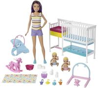Barbie Skipper Hora de la Siesta, Muñeca Canguro con bebés y Accesorios, Regalo para niñas y niños 3-9 años (Mattel GFL38)