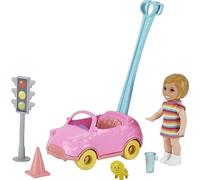Barbie Skipper Muñeca bebé con cohe para arrastar de Juguete y Accesorios para Jugar, Regalo para niñas y niños +3 años (Mattel GRP17)