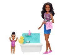 Barbie Skipper Muñeca Morena Canguro de bebés con Accesorios (Mattel FXH06)