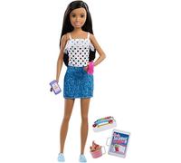 Barbie Skipper Muñeca Morena de Pelo Liso Canguro de bebés con Accesorios (Mattel FXG93)