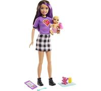 Barbie Skipper Muñeca niñera con Falda, con bebé de Juguete y Accesorios para su Cuidado (Mattel GRP11)
