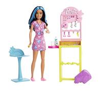 Barbie Skipper Primeros Trabajos Perforadora de Orejas Muñeca con Set de Juego y Accesorios para Poner Pendientes, Juguete +3 años (Mattel HKD78)