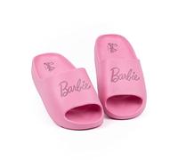 Barbie Sliders Mujer | Sandalias con el logotipo de la muñeca icónica rosa para damas | Beachwear Swimwear Zapatos de verano