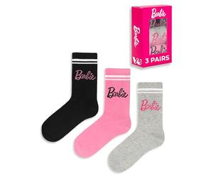 Barbie Socks 3 Pack Womens Ladies Rosa Gris Muñeca Negra Ropa