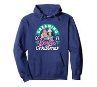 Barbie - Soñando con una Navidad con Barbie Sudadera con Capucha, Unisex para Adultos, Azul Marino, L
