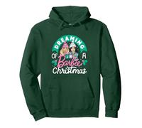Barbie - Soñando con una Navidad con Barbie Sudadera con Capucha, Unisex para Adultos, Verde Bosque, M