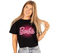 Barbie T-Shirt Camiseta para Mujer Ladies Neon Pink Logo Top Gris M