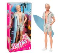 Barbie The Movie Ken Doll Wearing Pastel Pink and Green Striped Beach Matching S