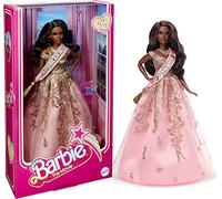 Barbie The Movie Muñeca Presidenta Coleccionable de la película con Vestido Brillante Rosa y Dorado, Regalo +3años, (Mattel HPK05)
