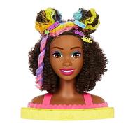 Barbie Totally Hair Color Reveal Arcoíris Neon Deluxe Cabeza afroamericana para peinar de muñeca con Accesorios para el Pelo, Juguete +3 años (Mattel HMD79)