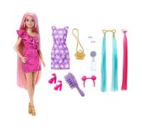 Barbie Doll, Fun & Fancy Hair with Extra-Long Colorful Blonde Hair and Glossy Pi
