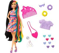Barbie Totally Hair Pelo extralargo Corazón Muñeca pequeña con Vestido, Melena arcoíris y Accesorios de Corazones para el Pelo, Juguete +3 años (Mattel HCM90)
