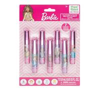Barbie -Townley Girl Movie Juego de maquillaje de brillo labial vegano a base de plantas de 7 piezas para niñas y niños pequeños, perfecto para fiestas, regalo de cumpleaños para mayores de 3 años