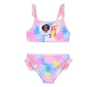 Barbie Traje de baño para niña, 2 piezas, diseño de arco iris con volantes, Rosa, 8 años