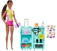 Barbie Tú Puedes ser Bióloga Marina Morena Muñeca con Maleta Laboratorio, delfín y Accesorios Profesiones, Juguete +3 años (Mattel HMH27)