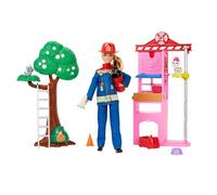 Barbie Tú Puedes Ser Muñeca bombera con estación de bomberos, mascotas y accesorios para la lucha contra incendios, juguete +3 años (HRG55)