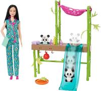 Barbie Tú Puedes ser Rescate de Pandas Muñeca asiática veterninaria con Set de Juego con Mascotas y Accesorios de Profesiones, Juguete +3 años (Mattel HKT77)