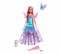 Barbie Un Toque de Magia Malibú Muñeca Rubia con Look fantasía, Mascotas y Accesorios para peinar, Juguete +3 años (Mattel HLC32)